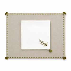 Nappes en lin pur brodées sur mesure avec ourlet festonné pour hôtel, 45*45cm, vente en gros - Product Image 1