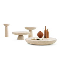 Table en travertin de style nordique, table basse ovale ronde en marbre haut de gamme, ensemble de centre de table en pierre de luxe
