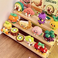 Jouets Micro-Blocs de Construction en Plastique Amusants : Figurines et Aliments (Hamburger, Avocat, Pain, Croustilles, Gâteau, Ananas, Lait, Briques)