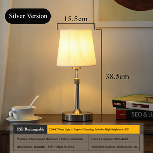 Lampe de bureau YONGZE en tissu et métal, rechargeable, tactile, LED, lumière d'ambiance décorative, USB, gradation infinie, veilleuse créative de chevet - Product Image 5