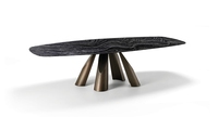 Tables et chaises de salle à manger ovales et au design unique de luxe en acier inoxydable Ensemble de tables à manger modernes rectangulaires en pierre frittée et marbre