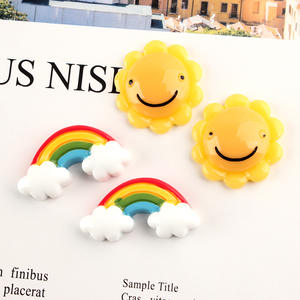 Cabochon à dos plat en résine écologique tournesol arc-en-ciel bricolage porte-clés pour téléphone portable et décorations pour enfants - Product Image 3