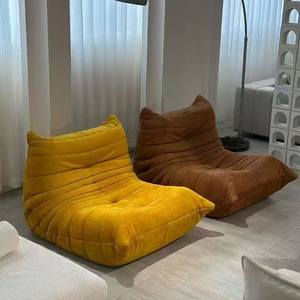 NKOL Modern Velvet One Seat Pillow Back Armless Sofa <b>Chair</b> Comfortable Living Room Furniture <b>Yellow</b> Brown - Product Image 1