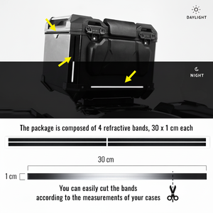 Strisce adesive nere riflettenti 3D per Top case moto 1X30 Cm-4 pezzi telaio di licenza - Product Image 1
