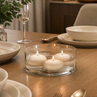 Porte-bougie en verre épais transparent, bol en verre à côtés droits pour bougie flottante, décoration de table pour la maison et les mariages