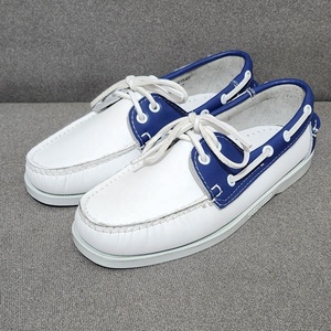 Mocasines de Cuero Vacuno Blancos y Azules Hechos a Mano, Casuales, con Plataforma Antideslizante, para Verano, Suaves, para Conducir, Oficina, Zapatos Náuticos para Hombre - Product Image 1
