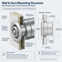 Diffuseur de Jet d'Air Mural en Alliage d'Aluminium à Capteur Automatique pour Conduits de Ventilation CVC, Installation Facile pour Écoles, Bureaux et Bâtiments