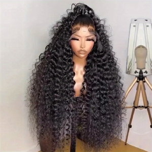 Parrucca frontale in pizzo trasparente a onda profonda molto popolare per <span class=keywords><strong>capelli</strong></span> peruviani parrucca per <span class=keywords><strong>capelli</strong></span> umani senza colla in pizzo pieno per donne nere - Product Image 1