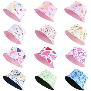 Sombrero de playa de verano de doble cara con estampado de dibujos animados para niños, sombrero de lavabo transpirable para ropa informal de bebé - Product Image 1