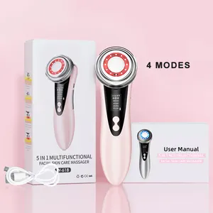 Aparelho de lifting da pele facial 5 em 1, terapia com fóton de luz led, beleza facial, máquina de aperto da pele, massageador de rosto fóton