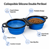 Bol carré pliable en silicone pour animaux de compagnie - Portable pour les voyages et l'extérieur