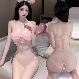 Lingerie Seksi Terbuka di Bagian Selangkangan Menggoda Tanpa Perlu Dilepas Set Seksi Menggoda Berenda Transparan Jaring Penambah Ukuran Dada Kecil - Product Image 3
