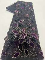 Tissu en dentelle française brodé de perles et de sequins, motif floral, pour mariage, textile africain, magnifique tissu en maille tissé 2026