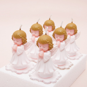 Décoration de Gâteau Bougie de Douche de Bébé, Bougie Blanche en Forme d'Ange, Bougies de Baptême - Product Image 4