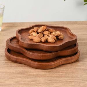 Assiettes rondes en bois d'acacia, légères, pour servir des en-cas, des fruits, des bonbons, des noix et des desserts - Product Image 6