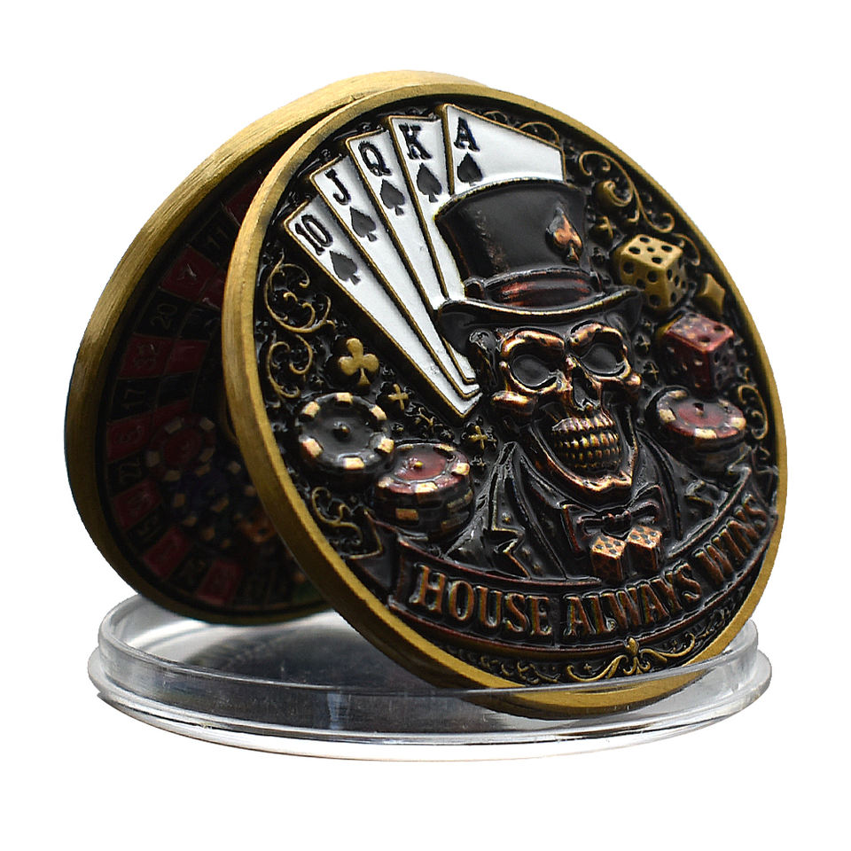 45mm Zinc Alloy High Relief Casino Gold Plated Coin with Slab Poker ...
