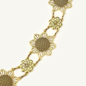Cinturón de Cadena Metálica Vintage con <span class=keywords><strong>Flores</strong></span> para Mujer, Lujoso Cinturón Hueco con Diseño de Girasol, Cinturones de Vestir de Moda en Color Dorado, Joyería Corporal al por Mayor - Product Image 3
