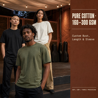 T-shirts en coton personnalisés en gros, directement de l'usine, longueur ajustable, mesure poitrine, tissu et GSM, OEM