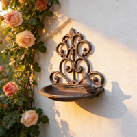 Mangeoire à oiseaux murale en fonte avec motif d'oiseau, distributeur de nourriture pour oiseaux en métal décoratif à suspendre pour la décoration murale du jardin
