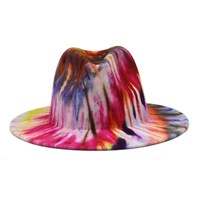 À la mode deux tons femmes Fedora chapeaux cravate teinture large bord feutre Panama chapeau coloré peinture laine feutre chapeau
