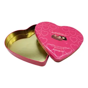 Custom Wedding Gift Metal Box Heart Shape Food Grade Candy Biscuit Personalized Chocolate Cookies Tin Box Packing