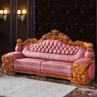 Ensemble de canapés en cuir sculpté en bois massif de style européen et chinois, quatre places, pour salon, garantie 1 an, éponge haute densité