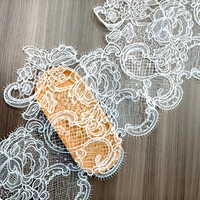 Dentelle brodée soluble dans l'eau noire et blanche de 30 cm de large, fil de soie, garniture de haute qualité pour la mode féminine et les loisirs créatifs DIY