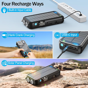 Banco de Energía Solar Portátil, Altavoz Inalámbrico, Linterna LED, Radio FM, Doble USB, Micro USB, Pantalla Digital, 2 Cables Integrados - Product Image 5