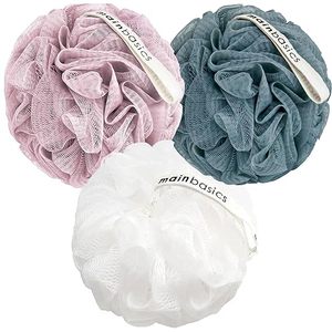 <b>Bath</b> Shower Loofah Sponge Pouf Body Scrubber Exfoliator Body Wash Sponge (Set of 3, Airy Blossom) - Product Image 1