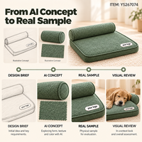Matelas pour chien rectangulaire en peluche courte vert sauge Yangyangpet avec coussin rebondi