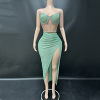 Novance Y5135-D Vente en gros de vêtements de boutique pour femmes, ensembles deux pièces pour femmes avec sequins, fente haute, tenue de soirée pour femmes, robe de mariée