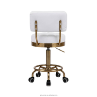Tabouret de coiffeur réglable DM avec dossier en cuir PU, roulettes silencieuses pivotantes à 360°, repose-pieds, couleur personnalisée OEM, mobilier de salon