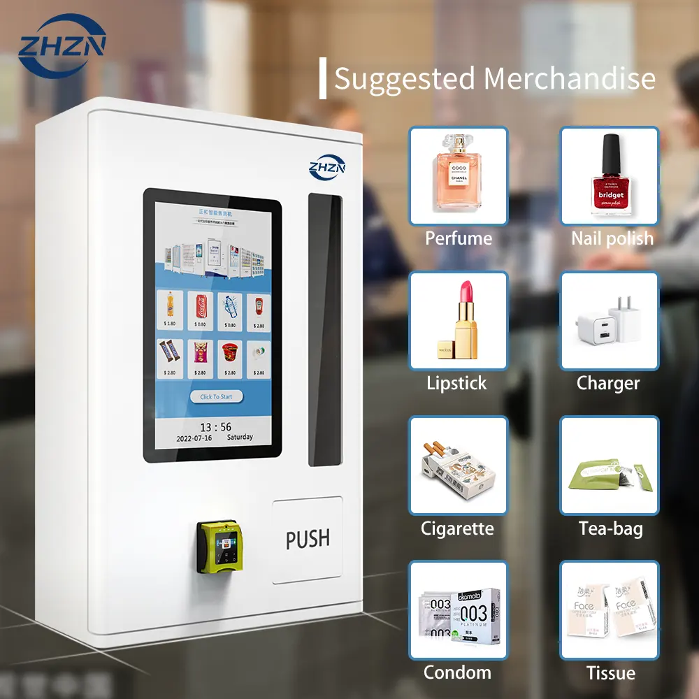 21.5 Inch Touchscreen Digitale Display Wandgemonteerde Automaat Slimme Kleine Automaat Mini-Items Voor Sigaretten En Vap