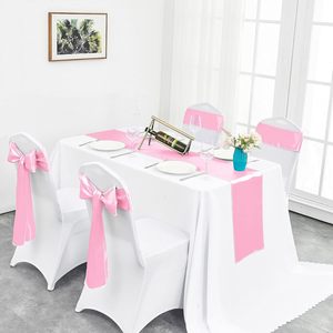 Màu Hồng Satin Bảng Runner108 Inch Dài Sáng Và Mịn Lụa Vải Bảng <span class=keywords><strong>Runner</strong></span> Cho Đám Cưới Tiệc Sinh Nhật Đảng Trang Trí - Product Image 1