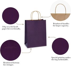 Sacs cadeaux en papier kraft brun personnalisés avec logo imprimé, grands, multi-usages, écologiques, durables, avec poignée plate - Product Image 3