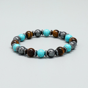 Commercio all'ingrosso nuovi braccialetti di perline di ematite per terapia magnetica con <span class=keywords><strong>occhi</strong></span> di <span class=keywords><strong>tigre</strong></span> naturale turchese blu da 8MM per donna uomo - Product Image 3
