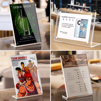 Support de menu publicitaire en acrylique magnétique A4 A5 A6, support de table en acrylique en forme de L avec aimant