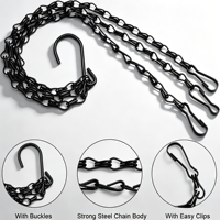 Support de suspension en métal noir à 3 brins durable pour mangeoires à oiseaux, pots de fleurs, lanternes, carillons éoliens, panneaux de jardin et de terrasse UIYICIL