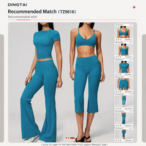 Ensemble de yoga 2 pièces Dingtai pour femme : Legging capri taille haute effet push-up et brassière de sport – Vente en gros OEM - Product Image 5