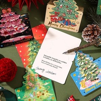 Boîtes en papier YZ en gros, cartes de vœux personnalisées avec feuille d'or en forme d'arbre de Noël, cartes enduites pour emballages cadeaux et ensembles de Noël