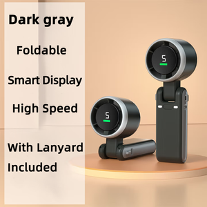 พัดลมพกพาขนาดเล็ก รุ่น N607 ความเร็วสูง ชาร์จไฟได้ผ่าน USB ใช้กลางแจ้งในฤดูร้อน สำหรับโทรศัพท์มือถือ พร้อมหน้าจอดิจิตอล พับเก็บได้ - Product Image 2