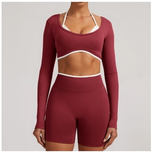 Ropa interior deportiva sin costuras de secado rápido transpirable Europea americana para mujer traje de <span class=keywords><strong>Fitness</strong></span> brocado melocotón cadera pantalones de Yoga elásticos - Product Image 2