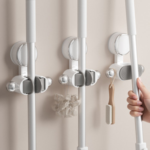 Suction Cup Mop <b>Clip</b> Wall Mounted Bathroom Holder Strong Grip No Drilling Required Plastic With Stainless Steel Components - Product Image 2