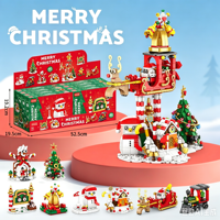 Kit de briques de construction DIY de Noël, calendrier de l'Avent avec sapin de Noël, bonhomme de neige et maison en pain d'épices, jouet de construction éducatif