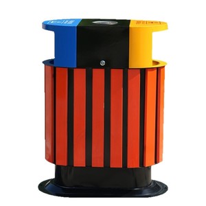 Xinyue Recycling <b>Bin</b> 67x38x87 Cm Stainless Steel Multi Compartment Outdoor Park Use - Product Image 1
