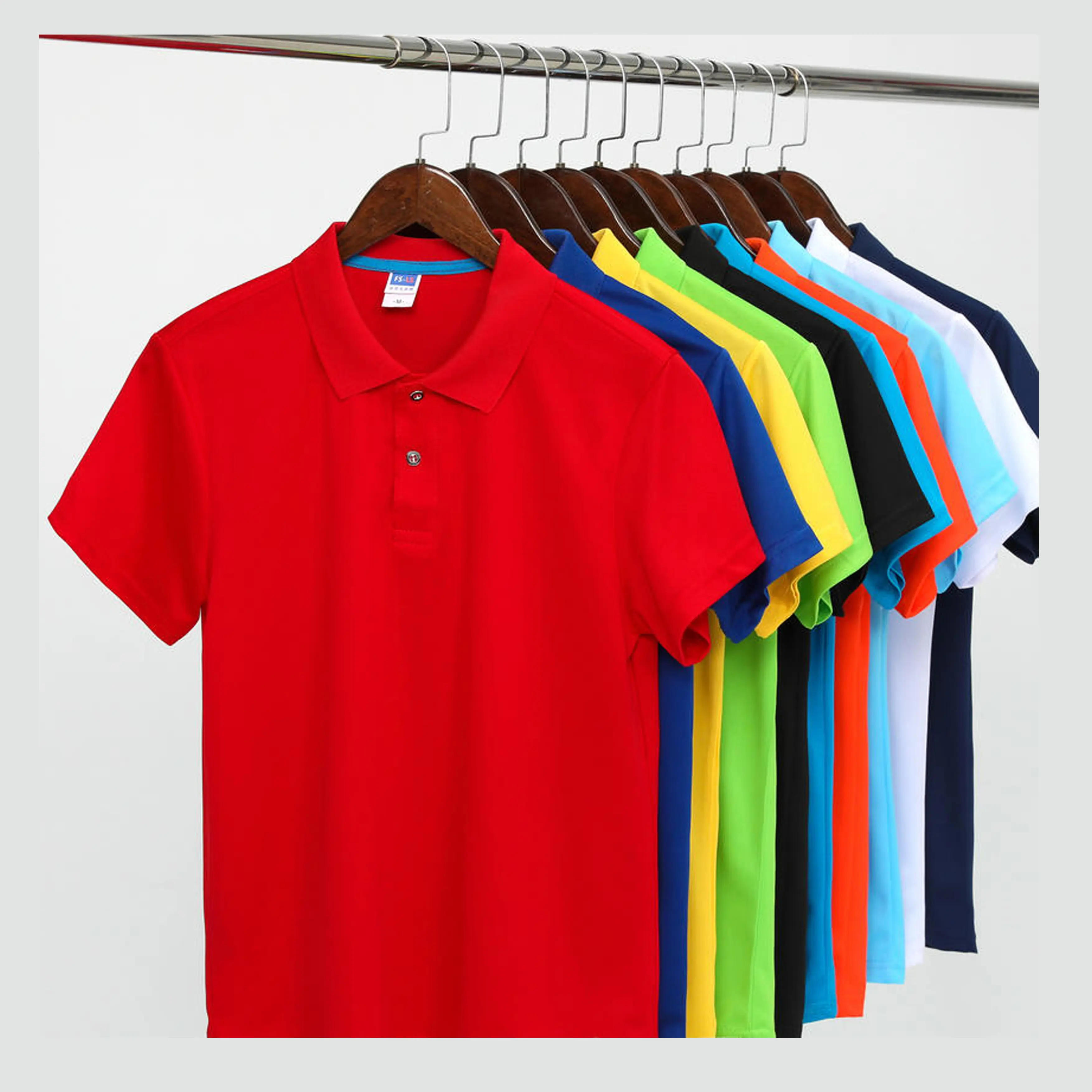 Polo à Manches Courtes Sublimé Chine Fabricant de T-Shirt Polyester/Coton Logo Personnalisé Rouge