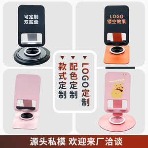 Orange All Metal Phone Stand Rotatable Foldable Desktop <b>Tablet</b> <b>Holder</b> Adjustable Height For Live Streaming Watching Dramas - Product Image 4