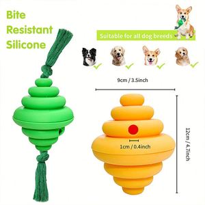 Jouet à mâcher pour chien en silicone de qualité alimentaire, forme de carotte, distributeur de friandises, jouet interactif pour la dentition, corde en coton pour mâcheurs agressifs - Moderne - Product Image 5