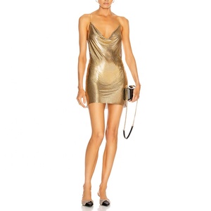 Order Online Gold Satin Slip Dress Breathable Velvet Material | Alibaba.com
