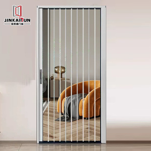 Puerta plegable transparente Crystal <span class=keywords><strong>Yak</strong></span>, Partición de aire acondicionado Push-Pull para cocina, sala de estar, puerta plegable de aluminio sin rieles - Product Image 1